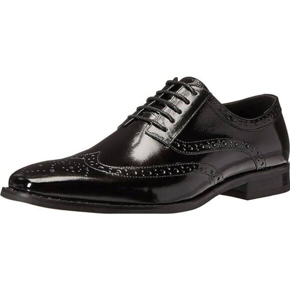 NIB Stacy Adams Mens Tinsley Black Wingtip Oxford Dress Shoes Size 11.5 M